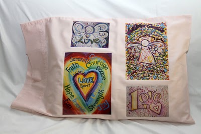 Angel Words, Hearts, Cancer Angel Pillow Case